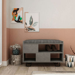 [99284] Panca scarpiera Troy retro grey con cuscino