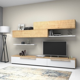 [S-FZ95725] Parete attrezzata rovere bianco larice  260x42xh.220 cm