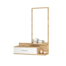 [91147] Pensile da ingresso con specchio e cassetto bianco rovere 80x35xh.116 cm