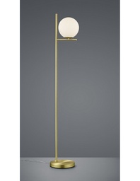 [S-TRIO402000108] Lampada da Terra Sfera Vetro Bianco Ottone H150 cm