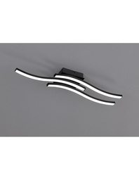 [S-TRIOR62473132] Plafoniera Moderna 3 Bacchette Ondulate Led 3000k Nero