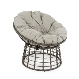 [S-B0661691] Poltrona per esterno  in fibra naturale Grigio con cuscino MOLLY diametro 69x92x h78 cm