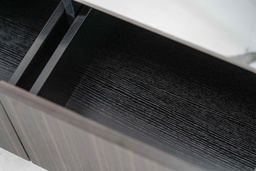 [S-PT/012] Porta TV in ceramica marmo nero, MDF impiallacciato con finitura ebano e metallo, 400 cm x 1800 cm x 450 cm