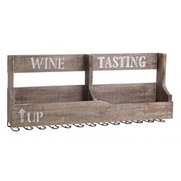 [S-B0180897] Porta bottiglia e bicchiere rustico Inca - Set da 2 - Legno di abete - 81,5x11,5x33 cm