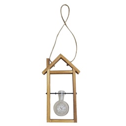 [S-V8534480000] Porta fiori in legno con vetro, dimensioni 17x6,5x30 cm