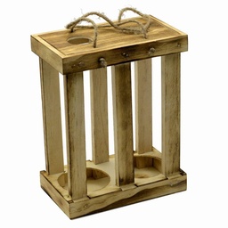 [S-V50226600RU] Portabottiglie vino legno rustico 20,3x11,8x25,6 cm