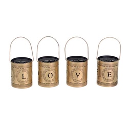 [S-V6077390000] Portacandele Oro Nero Love 4 Pezzi 8x8x10 cm