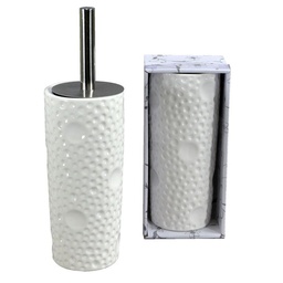 [S-V6214830000] Portascopino ceramica bianco bolle tondo 10x24/34 cm