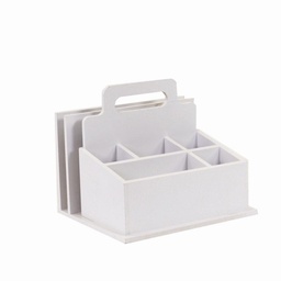 [S-V5032410000] Portatutto in legno bianco con 7 vani - 25x21x21,5 cm