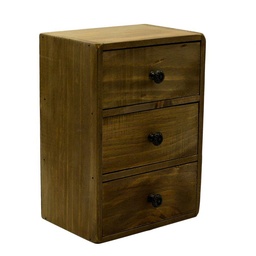 [S-V5916070000] Portatutto in legno rettangolare con 3 cassetti 17x12x24 cm