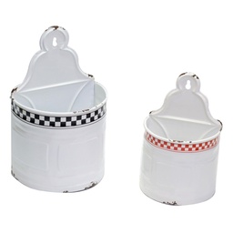 [S-V6449980000] Portatutto metallo bianco rosso nero cm19x12,5h17-30,5