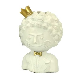 [S-V6194910000] Portavaso in resina viso oro bianco 10x9x15 cm