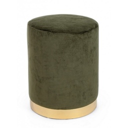 [S-B0748179] Pouf verde effetto velluto con fascia oro 35x40 cm