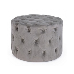 [S-B0748181] Pouf vintage grigio velluto cm diam 60 x 42 h