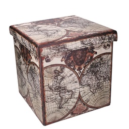 [S-V6181100000] Pouf pieghevole con mappamondo quadro cm38x38h38