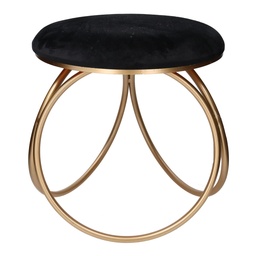 [S-V28068500NE] Puff in metallo e velluto nero tondo 44x42x43 cm