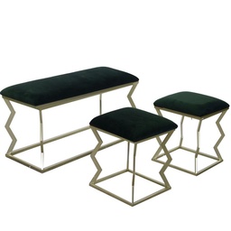 [S-V2806650000] Puff in metallo velluto verde con 2 piccoli rettangolari 100x40,5x51,5 cm