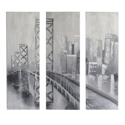 [S-V4607660000] Quadro dipinto set 3 pezzi ponte 40x120x3 cm
