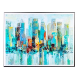 [S-B0240670] Quadro skyline city con cornice 120x90 cm