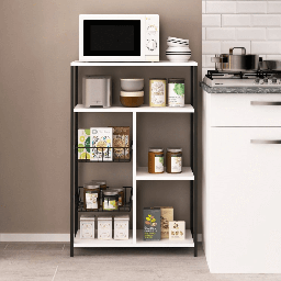 [99156] Scaffale da cucina Nilufer nero e bianco