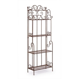 [S-B0720431] Scaffale pieghevole con quattro ripiani in acciaio marrone 57x28x h164 cm