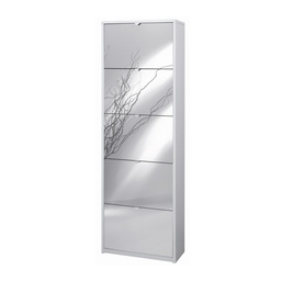[S-ASK565BFSPK] Scarpiera slim salvaspazio a specchio Bianco Cenere 63x29x190 cm