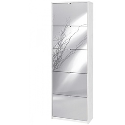 [S-OSK565OSSPK] Scarpiera slim salvaspazio con cinque ante a specchio Bianco Ossido 63x29x h190 cm