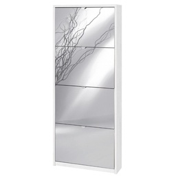 [S-OSK554OSSPK] Scarpiera sottile salvaspazio con quattro ante a specchio Bianco Ossido 63x18x h154 cm
