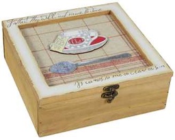 [S-V9177460000] Scatola portathe decoro tazza - 24 x 24 x 8,5 cm