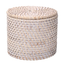 [S-V1726000000] Scatola Rattan Algarve Bianco Tondo 15x15x13 cm