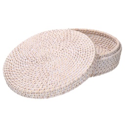 [S-V1726210000] Scatola Rattan Algarve Bianco Tondo 30x30x10 cm