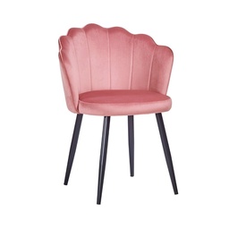 [99744] Sedia Rosa in Velluto con Gambe in Metallo Nero  64x58x80 cm