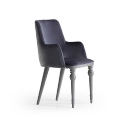 [94574] Sedia Zen vellutino grigio e gambe in tinta