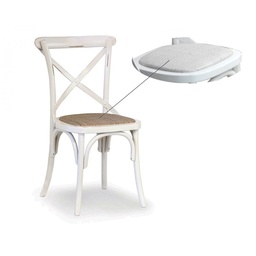 [55991] Sedia in legno faggio curvato bianco anticato seduta ecopelle 51x51xh.89 cm.