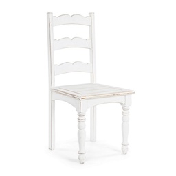 [S-B0745070] Sedia Colette in legno stile rustico bianco shabby - Dimensioni: 45x45x102 cm