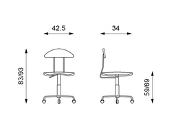 [S-OM/126/BL] Sedia in polipropilene blu, seduta e schienale blu, gambe grigie, struttura in metallo, 34x42.5x83/93h cm