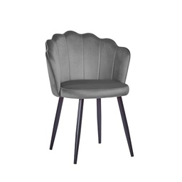 [99743] Sedia in velluto grigio con gambe metallo nero 64 x 58 x 80 cm