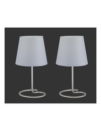 [S-TRIOR50272042] Set Due Lumetti Moderni Nichel Paralume Grigio Twin Trio Lighting
