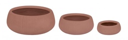 [S-B0790661] Set3 P.Vaso Ribbed Bomb Terracotta Basso - Vasi in Fibra di Vetro e Argilla Colorata