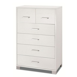 [S-A772BFBFK] Settimino alto da camera sei cassetti Bianco Cenere 70x41x h112 cm