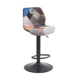 [99849] Sgabello Imalia in tessuto patchwork regolabile, gamba in metallo nero  106x40x50 cm