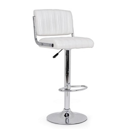 [S-B0733293] Sgabello bar acciaio ecopelle bianco Barclay cm 46 x 51,5 x 88,5 
