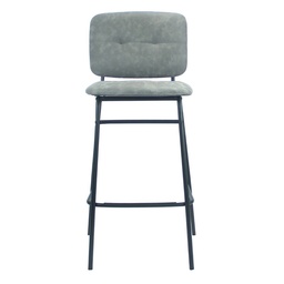 [100358] Sgabello in ecopelle grigio con gambe nere Comodo e moderno