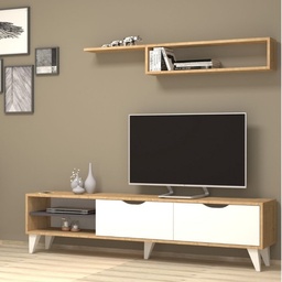 [91939] Soggiorno Porta TV Rovere Bianco VOLGE 180x35x h47 cm