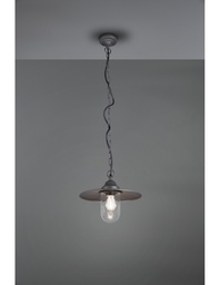 [S-TRIO301760142] Sospensione Antracite con Diffusore Vetro IP44