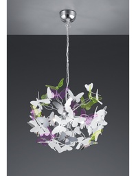 [S-TRIOR30214017] Sospensione Butterfly 4xG9 Cromo Farfalle Multicolor Ø50 cm Trio Lighting