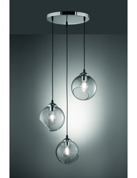 [S-TRIOR30073054] Sospensione con 3 Sfere in Vetro Fumé Ø35 cm