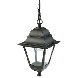 [S-SOV955/06] Sospensione E27 Linea Old Nero - Lampada in Alluminio Pressofuso con Diffusori in Vetro Trasparente