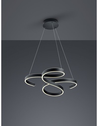 [S-TRIO371310142] Sospensione con Luce LED Dimmerabile Francis Vortici Antracite 52w