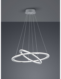 [S-TRIO321910207] Sospensione LED Dimmerabile 2 Anelli Nichel Ø60 cm